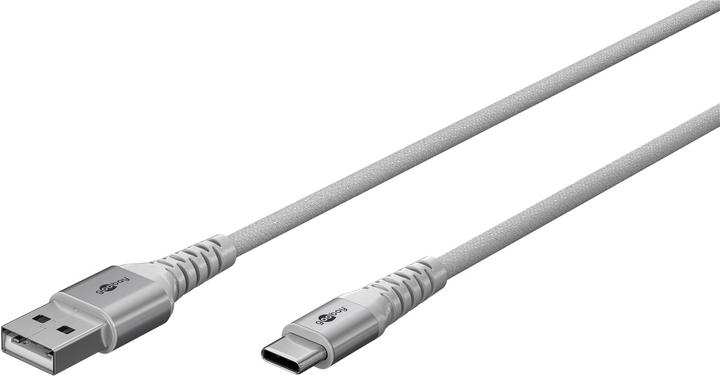 Immagine prodotto Goobay Cavo USB-C in tessuto Supersoft con spine in metallo, 2 m, bianco (2 m, USB 2.0)
