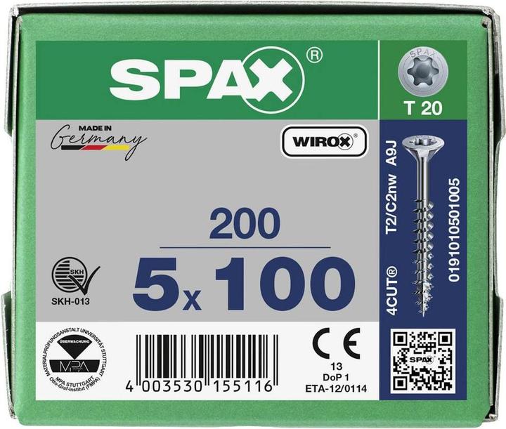 Immagine prodotto Spax Viti per pannelli truciolari SK T20 5,0x100 mm (200 Viti per pezzo)