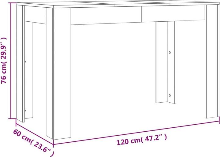 Immagine prodotto VidaXL Esstisch Braun Eichen-Optik 120x60x76 cm (120 x 60 x 76 cm)