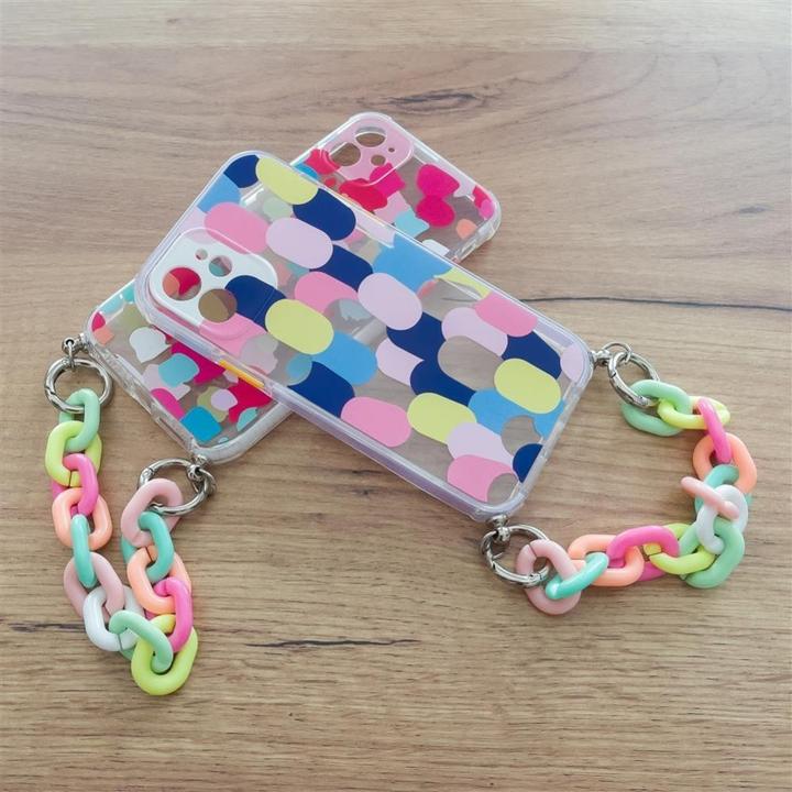 Actual product image Hurtel Color Chain Case gel flexible elastic case cover with a chain pendant for iPhone 13 mini multicolour