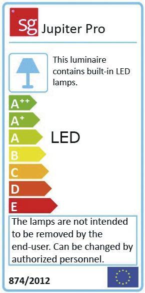 Energy Label Sg Luminaires LED recessed spotlight 15W 3000K A 750lm ws mt (1430 lm)
