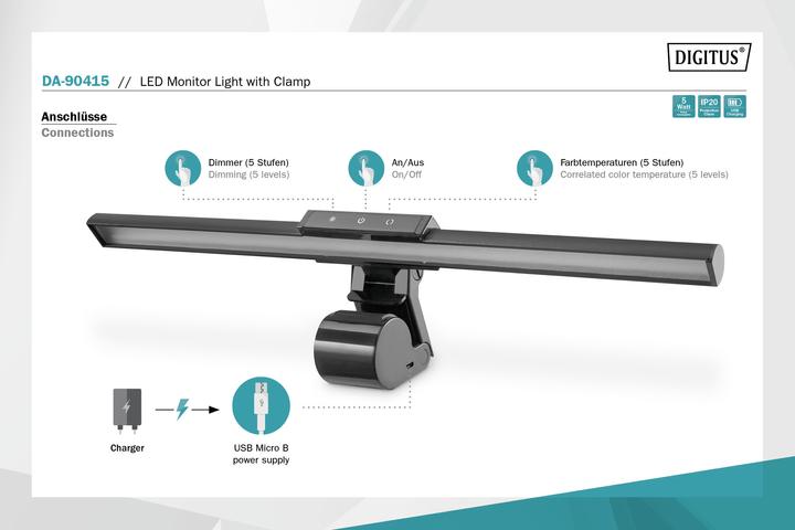 Actual product image Digitus LED monitor light