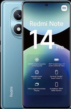 Produktbild Xiaomi Redmi Note 14 Pro (256 GB, Ocean Blue, 6.67", Dual SIM, 200 Mpx, 4G)