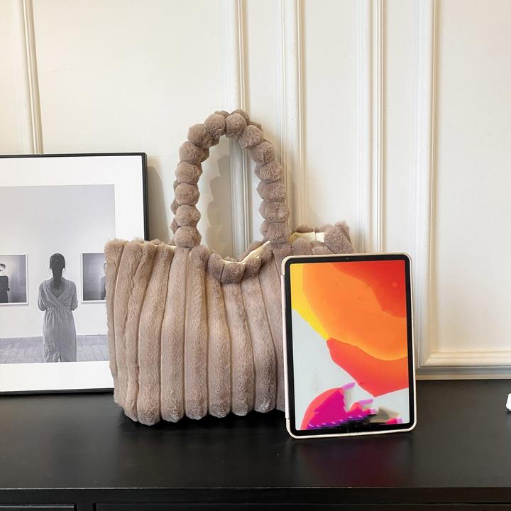 Only-Bags.Store Plüsch Tote Bag, leichte grosse Kapazität Schulter Tote Bag, solide Farbe vielseitig Pendler Tasche