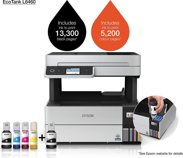 Produktbild Epson EcoTank L6460 All-in-One multifunction device (CIS), 3-in-1, Wi-Fi, Black and white (Tintenpatrone, Farbe)