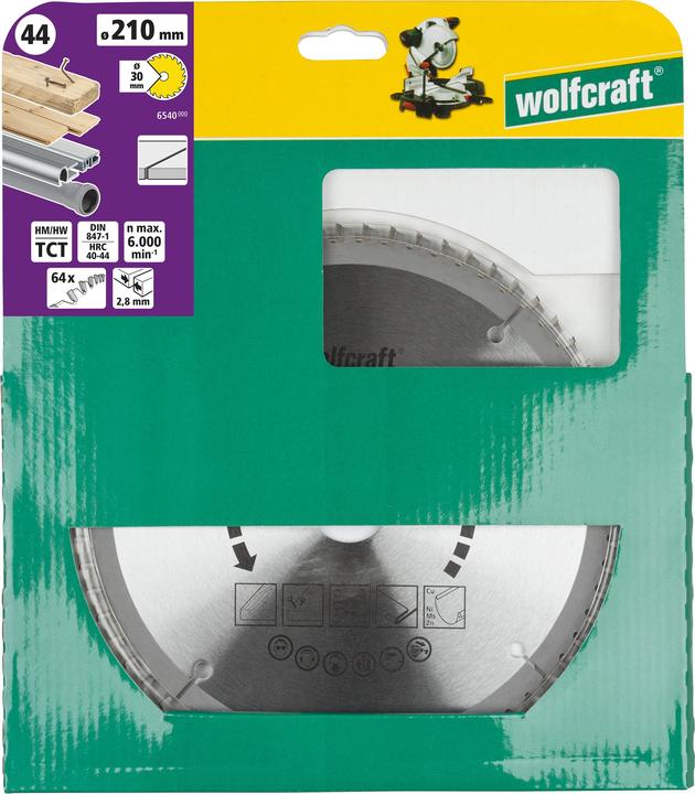Immagine prodotto wolfcraft Lama per tagli trasversali e troncature HM, serie viola 254mm