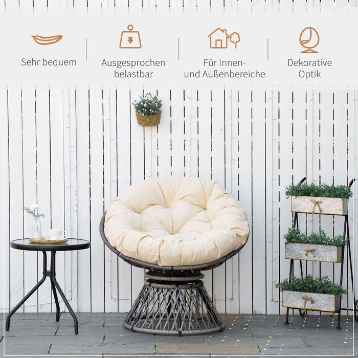 Image du produit Swisshandel24 Fauteuil Papasan Fauteuil en osier Fauteuil coquille avec assise rembourrée 360 degrés Rotin