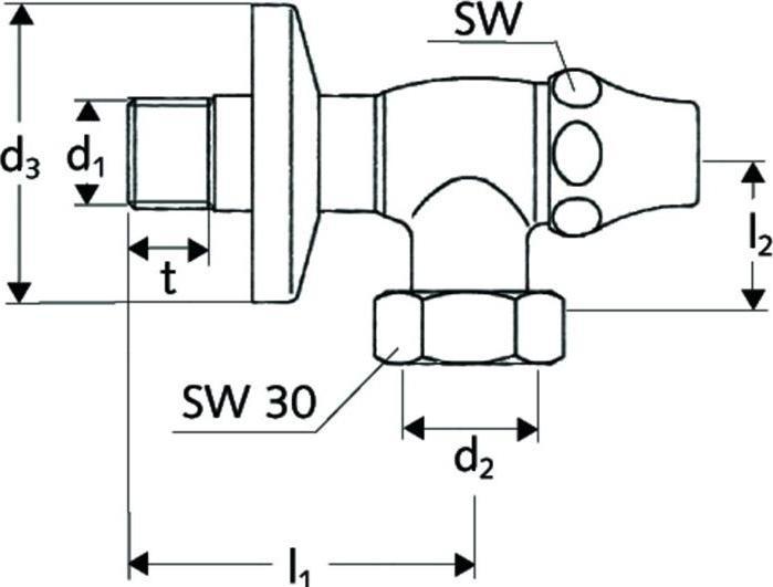 Actual product image Schell Water meter corner valve