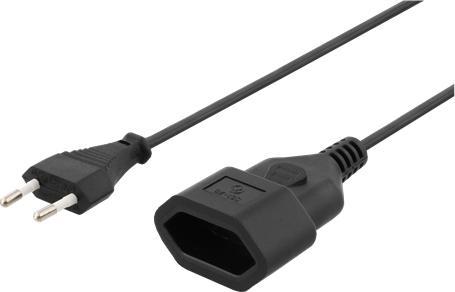 Actual product image Deltaco ungrounded power cable CEE 7/16 to IEC 60906-1 1m black (1 m)