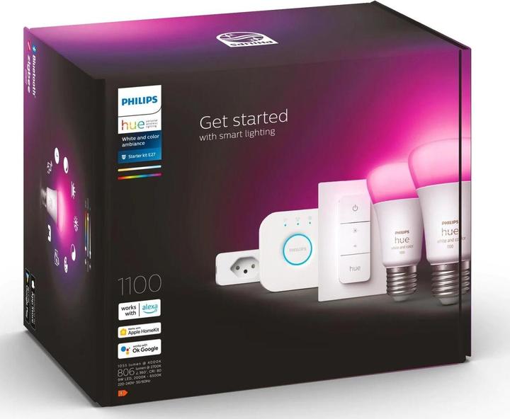 Produktbild Philips Starterset White & Color Ambiance, 2 x E27, 75 W, Bridge (E27, 11 W, 800 lm, 2 x, F)