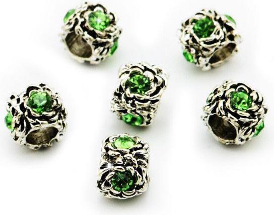 Immagine prodotto Hermex Strass Rose Bead argento placcato 925 - Verde argenteo (Lega metallica)