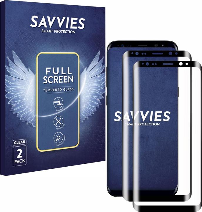 Immagine prodotto Savvies Protezione dello schermo in vetro blindato a schermo intero (2 Pezzo/i, Samsung Galaxy S8+)