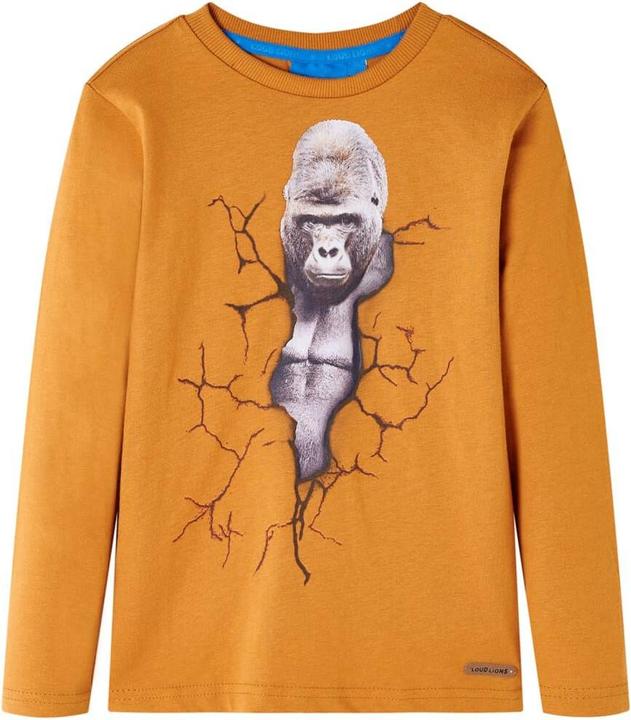 Actual product image VidaXL Children's long-sleeved shirt dark ochre 128,Material: 100 (128)