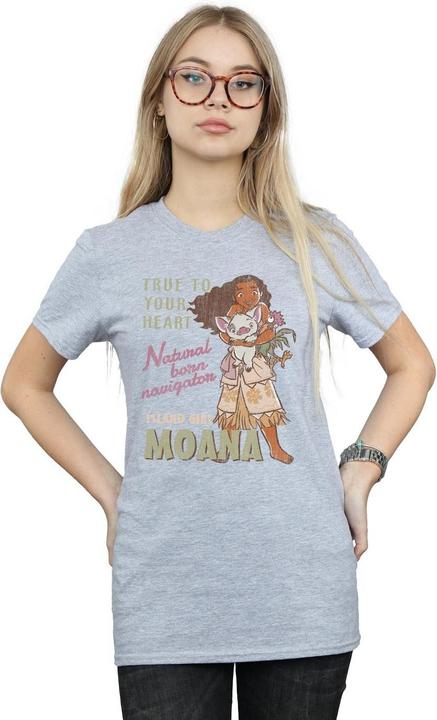 Actual product image Disney Womens/Ladies Moana Natural Born Navigator Cotton Boyfriend T-Shirt (L)