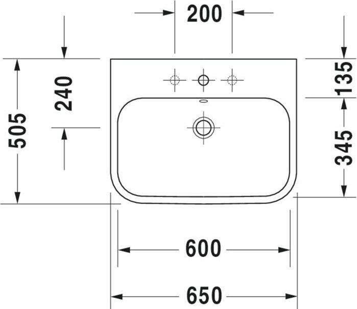 Produktbild Duravit Möbelwaschtisch HAPPY D.2 m ÜL HLB 650x505mm geschli 1 HL weiss WG (505 mm, 650 mm)