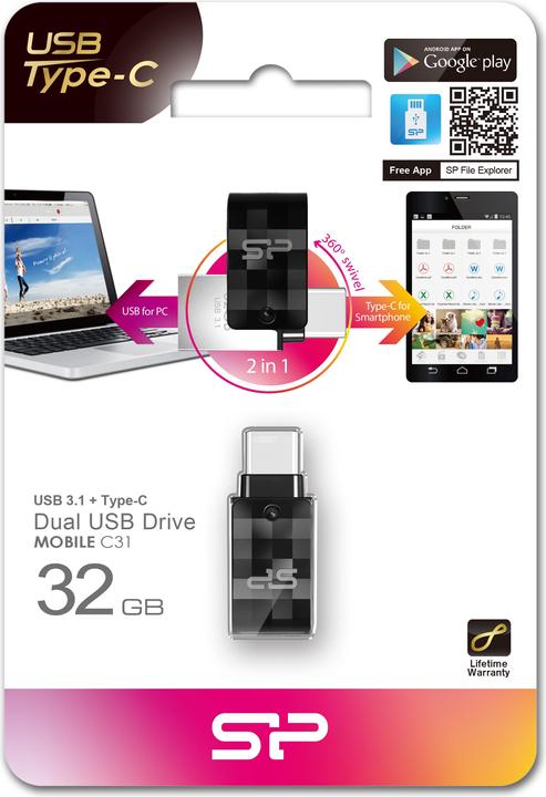 Actual product image Silicon Power Mobile C31 (32 GB, USB 3.0, USB-A, USB-C)