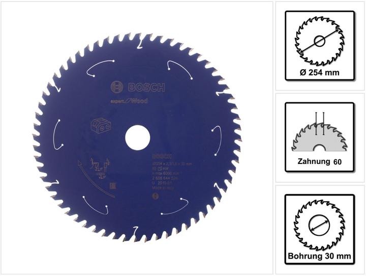 Immagine prodotto Bosch Professional Zubehör Lama circolare Expert for Wood, 254 x 2,1/1,6 x 30, 60 denti
