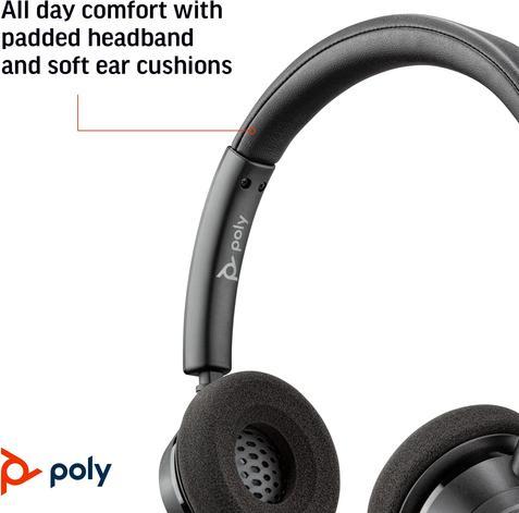 Produktbild Poly HP Blackwire 3320 USB-A Stereo Headset, Avec fil, Bureau/Centre d'appels, 130 g, Casque, Noir (Kabelgebunden, USB-A)