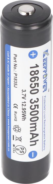 Actual product image Keeppower Battery 18650 protected positive terminal raised NCR18650GA (1 pcs., 18650, 3500 mAh)