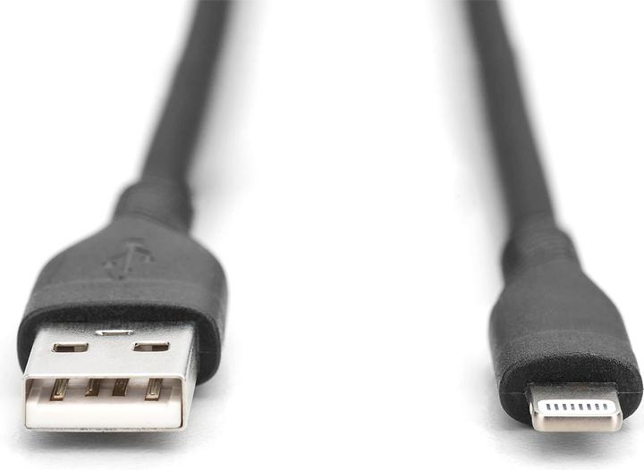Actual product image Digitus Lightning silicone connection cable, USB-A - Lightning 0.5m, black (0.50 m, USB 2.0)