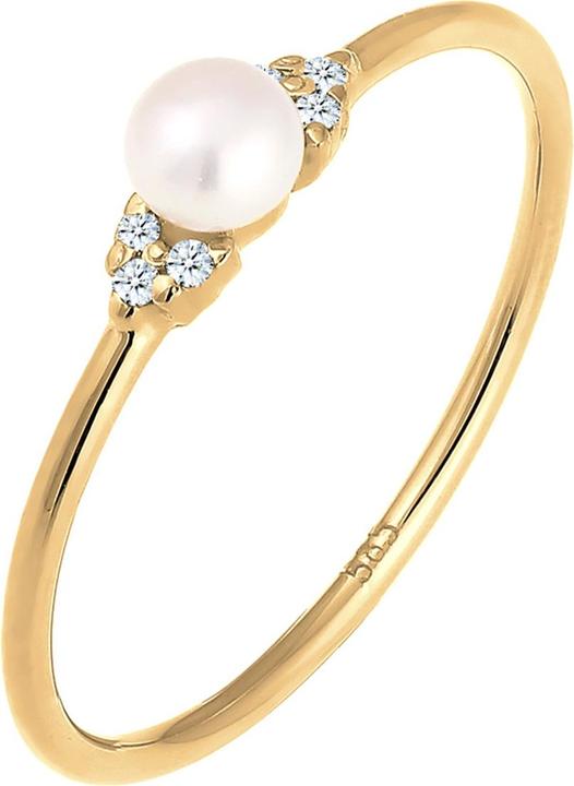 Produktbild Elli DIAMONDS Ring Verlobung Perle Diamant (0.03 ct.) 585 Gelbgold (54, 585/14 K Gold)