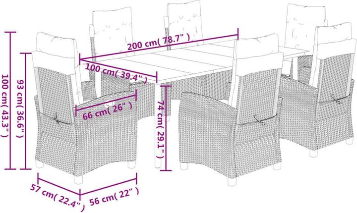 Immagine prodotto VidaXL Set da salotto da giardino da 10 pezzi con cuscini (100 cm)