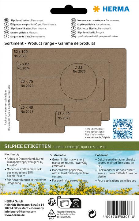 Image du produit Herma Étiquettes polyvalentes en papier à l'herbe