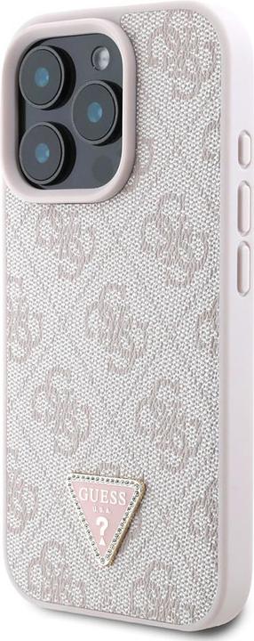 Actual product image Guess GUHCP16XP4TDPP iPhone 16 Pro Max 6.1" różowy/pink hardcase Leather 4G Triangle Strass MagSafe (Apple iPhone 16 Pro Max)
