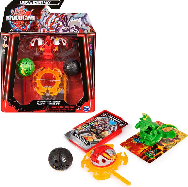 Actual product image Spin Master Bakugan 2023 Starter Pack with 3 Bakugan (incl. 1 Special Attack Dragonoid, 2 Core Balls (Nillious