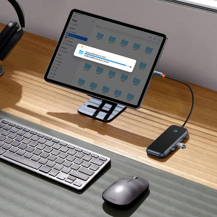 Image du produit Baseus AcmeJoy 4-Port Type-C HUB AdapterType-C to USB3.0*3+Type-C PD&Data *1Dark Gray (USB-C, 4 Ports)