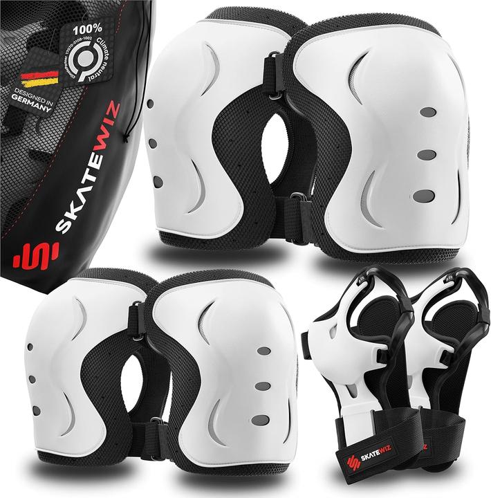 Immagine prodotto Skatewiz Set di protezioni per pattini (M, Protezioni per i polsi, Protettori gomito, Ginocchiera, 6 pezzi)