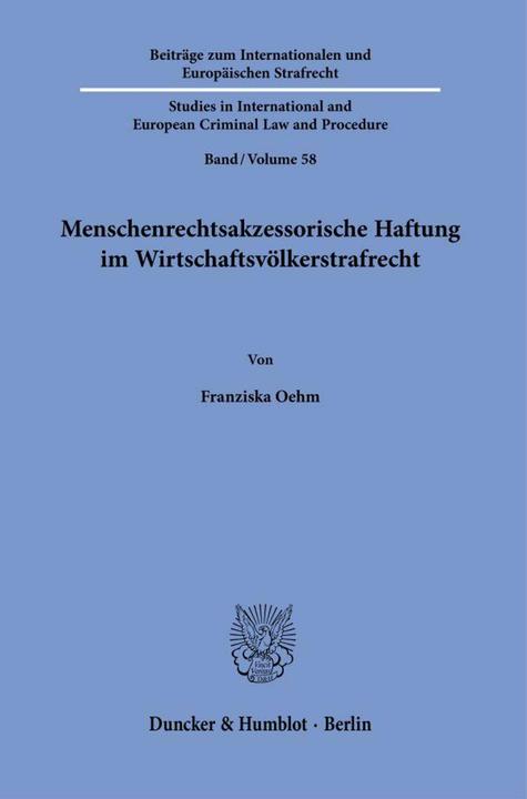 Valeurs nutritives et ingrédients Oehm:Menschenrechtsakzessorische Haftun (Allemand, Franziska Oehm, 2024)