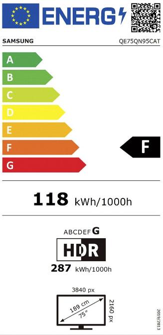 Energie-Label Samsung QE75QN95C (EU) (75", QN95C, NeoQLED, 4K, 2023)