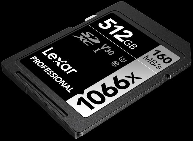 Actual product image Lexar PRO 1066X SDXC U3 (V30) UHS-II R160/W120 512GB (512 GB, SDXC, U3, UHS-I)