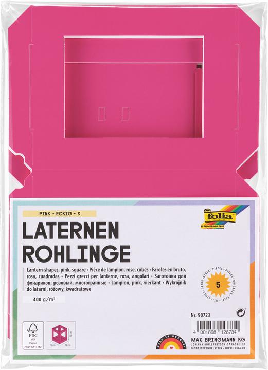 Actual product image Folia Mini lantern cut-out, 100 x 100 x 120 mm, pink