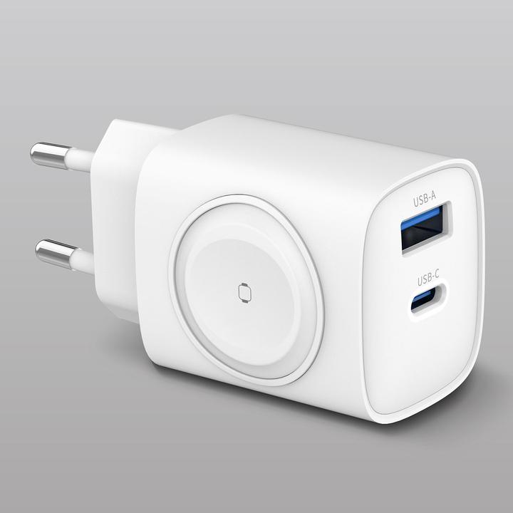 Produktbild Eaxus 3in1 Ladegerät, kabelloser Ladeport kompatibel mit Apple Watch, USB-A & USB-C