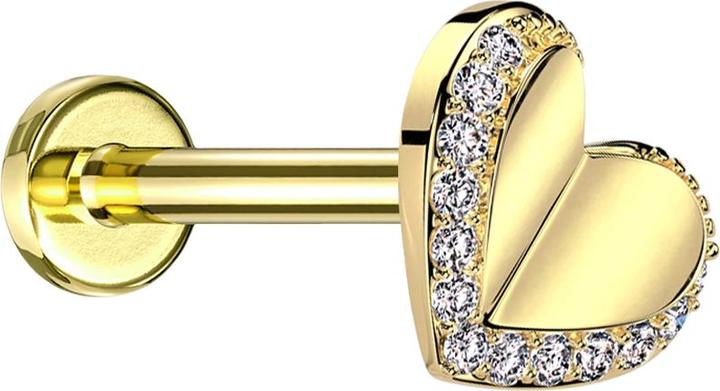Produktbild Star Piercing Micro Threadless Labret vergoldet Herz vergoldet Kristalle silber (Messing, Chirurgenstahl 316L)