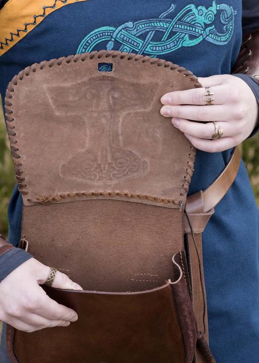 Produktbild Battle Merchant Gürteltasche mit Thorshammer-Prägung Leder Braun