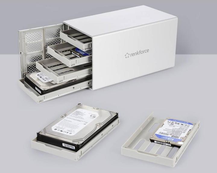Actual product image Renkforce RF-5587610 SATA hard drive enclosure 2.5 inch, 3.5 inch USB-C® 5Gbps (2.5", 3.5")