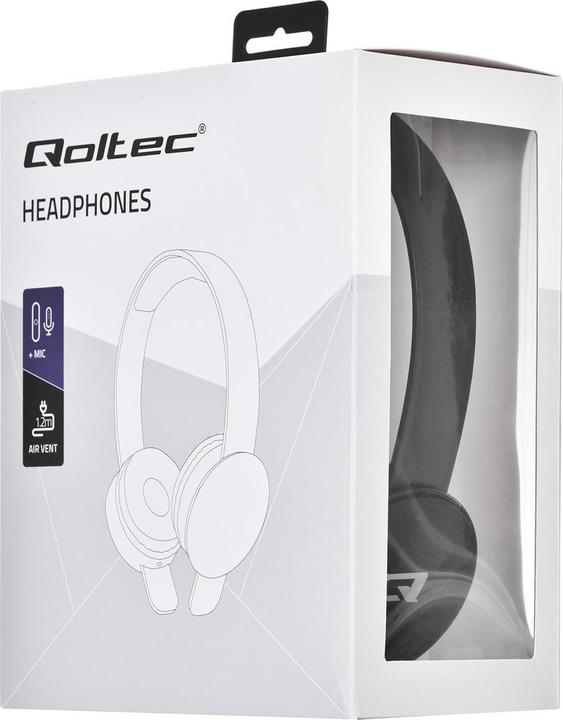 Actual product image Qoltec 50817 headphones/headset Wired Head-band Calls/Music Black (ANC, Cable)