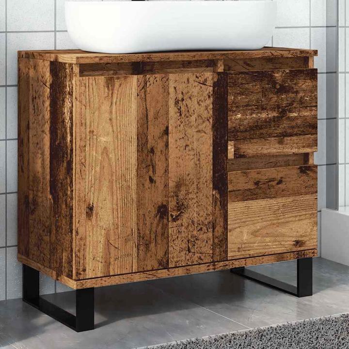 Actual product image VidaXL Vanity unit Bathroom cabinet Bathroom furniture antique wood look (65 x 33 x 60 cm)