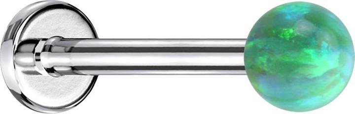 Produktbild Star Piercing Micro Labret silber mit Kugel Opal grün (ohne Messing, Chirurgenstahl 316L)