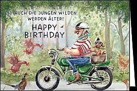Produktbild Edition Gollong Doppelkarte / Happy Birthday (Mann auf Motorrad) / Quer