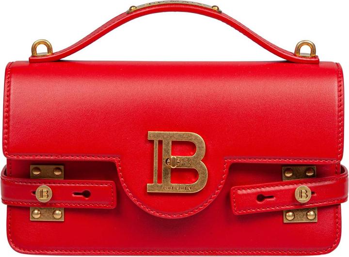 Balmain b-buzz red leather handbag