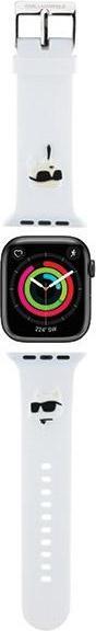 Karl Lagerfeld Pasek KLAWMSLKCNH Apple Watch 38/40/41mm biały/cinturino bianco 3D Rubber Karl&Choupette H (Acciaio, Silicone, Apple Watch SE)