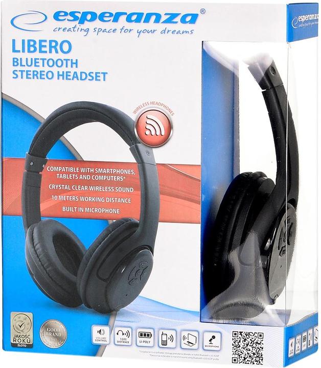 Actual product image Esperanza Libero EH163K (No noise cancelling, 4 h, Wireless, Cable)