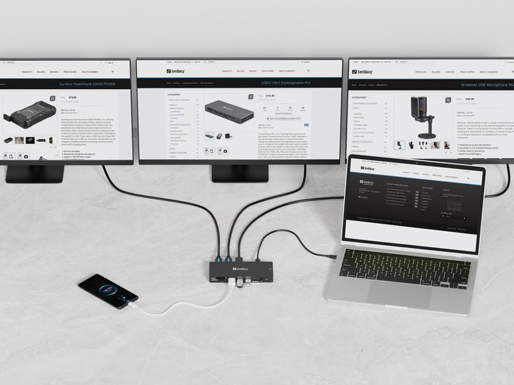 Produktbild Sandberg USB-C 13in1 DockingStation Pro (USB-C, 13 Ports)