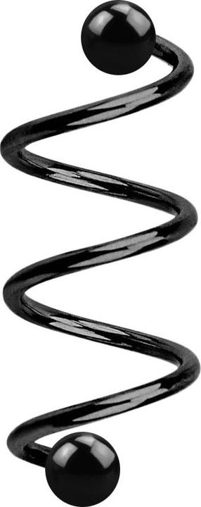 Produktbild Star Piercing Micro Spirale schwarz mit zwei Kugeln (ohne Messing, Chirurgenstahl 316L)