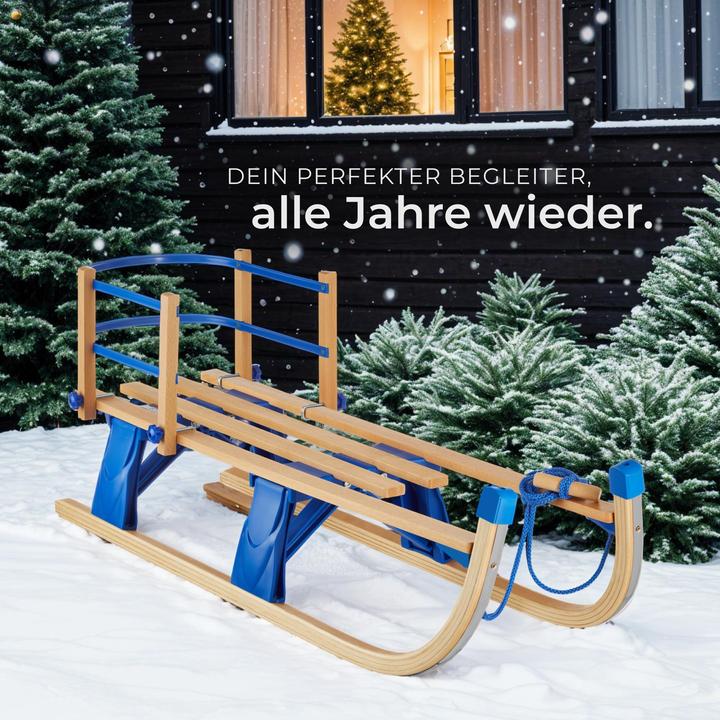 Image du produit tectake Holzschlitten Vivian, klappbar mit Rückenlehne und Zugseil