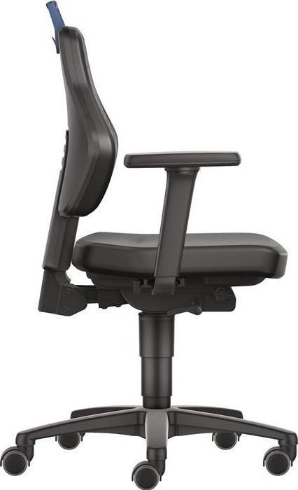 Actual product image Tecwerk Arbeitsdrehstuhl Rollen Kunstleder schwarz Grifffarbe blau 450-600 mm